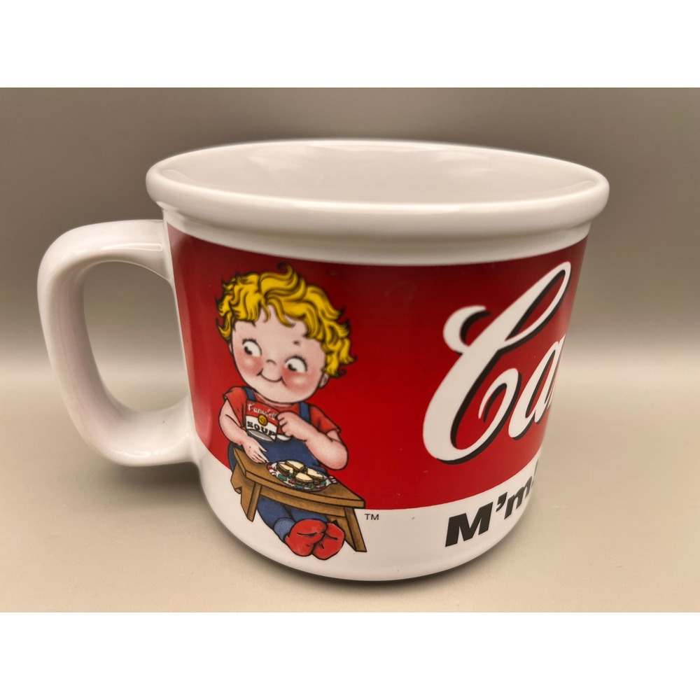 Vtg‎ 1998 Campbell's Soup Mug Houston Harvest Campbell's Kids Red White Ceramic